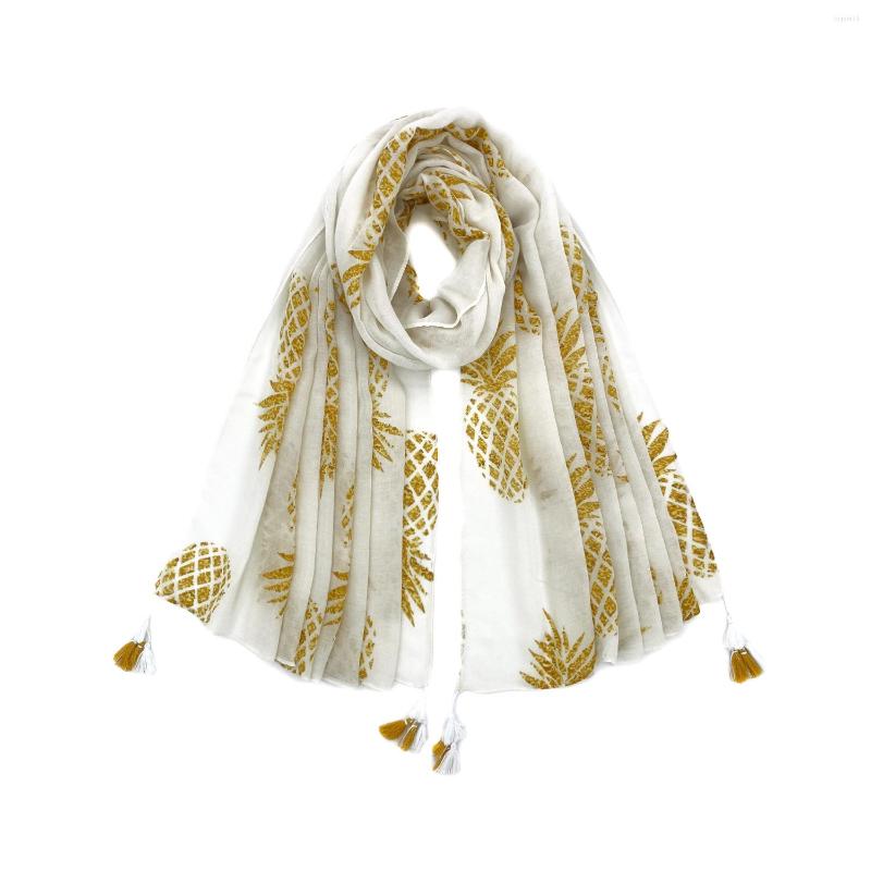 

Scarves 2022 Cotton Linen Scarf Women Winter Small White Pineapple Tassle Sunscreen Shawl
