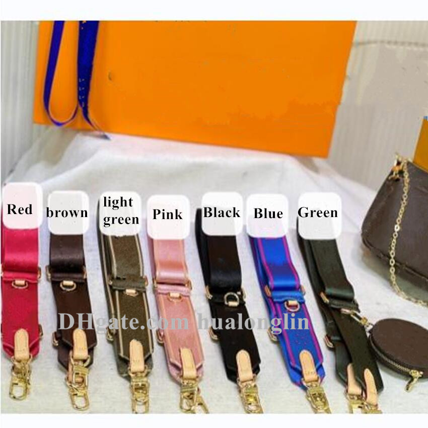

Wholesale Designer Woman bag handbag purse shoulder bags wallet original box flowers letters laides girls luxury three in one phone holder, Green strap