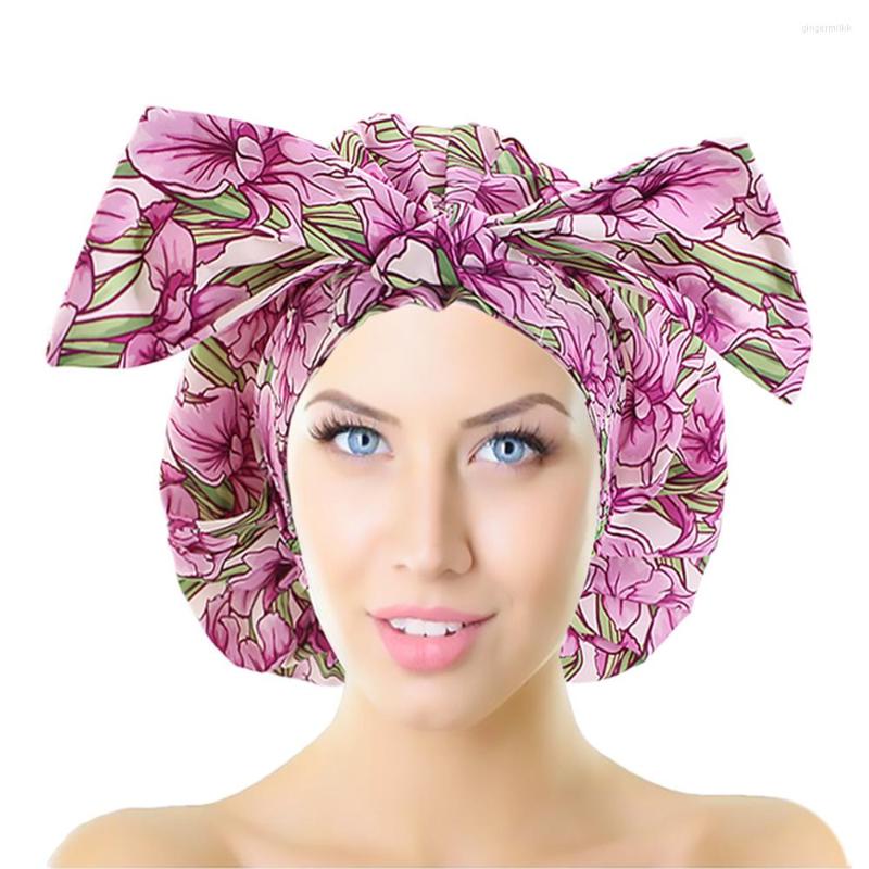 

Scarves Reusable Women Thick Flower Printing Bath Hat Shower Hair Cover Cap
