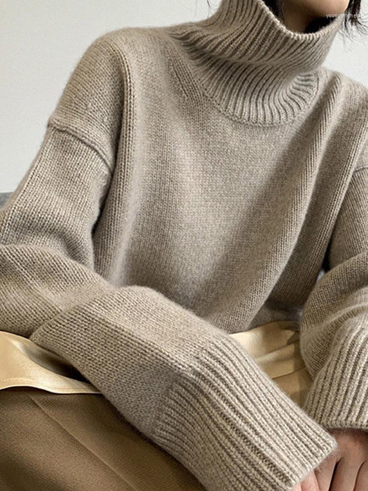 

Women's Sweaters Casual Women's Knitted Turtleneck Sweater Long Sleeve Loose Ladies Pullover Tops 2022 Autumn Winter Warm Solid Female, Gray