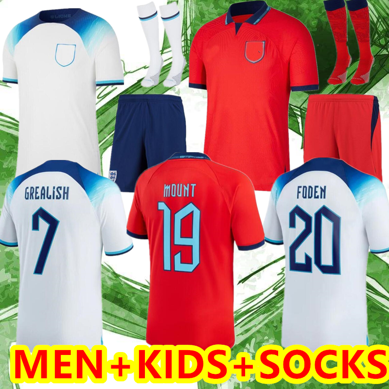 

MEN kids kit 2022 KANE STERLING soccer jerseys RASHFORD SANCHO GREALISH MOUNT FODEN HENDERSON MAGUIRE ENGlAND 21 22 23 national football shirt, 2022 away + patch