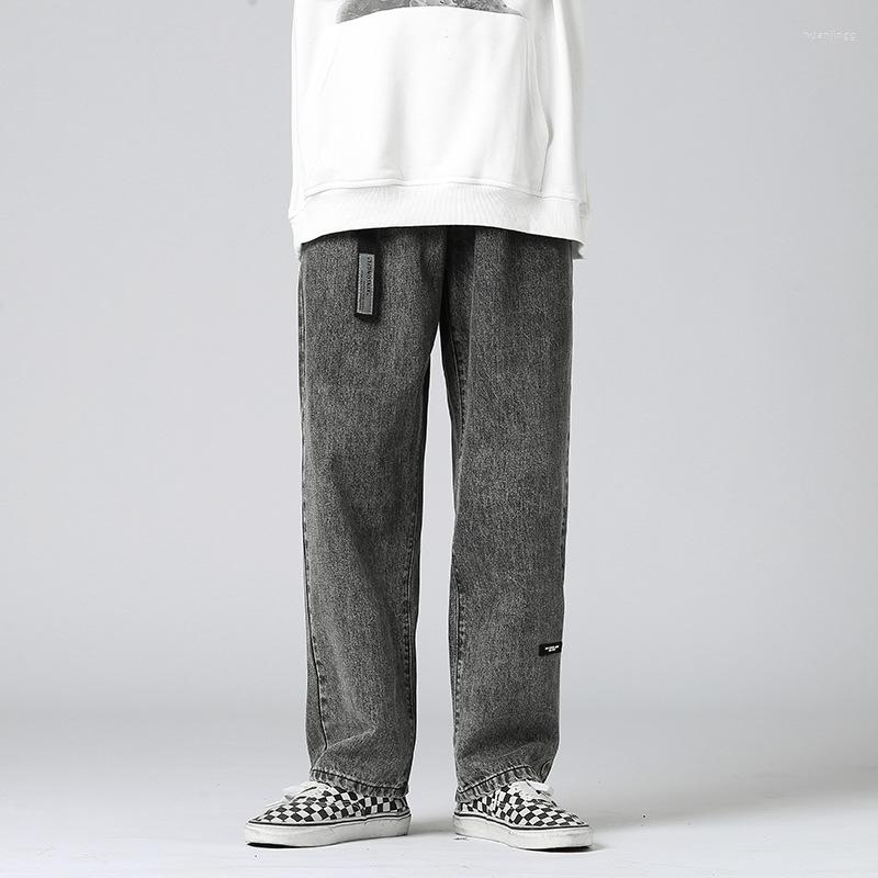 

Men's Pants Wholesale 2022 Fashion Casual Grey Washed Denim Jeans Men's Brand Loose Straight All-match Dad Wide-leg Cargo Trousers, Dark grey