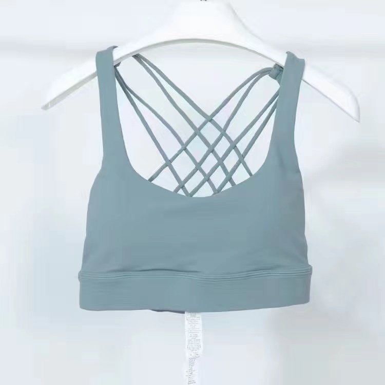 

Shockproof Cross Straps Bra Yoga LL Outfit Running Gym Sport Tank Top Women Widen Hem Push Up Workout Fitness Undershirt Women Crop Tops F05N, Light pink