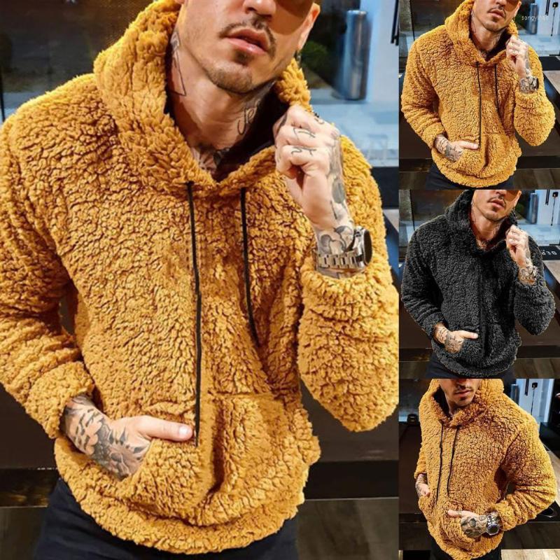 

Men's Hoodies Men Sweatshirt Pullover Hoodie Male Pullovers Outerwear Sports Tops Letter Print Drawstring Big Pocket Furry, Black
