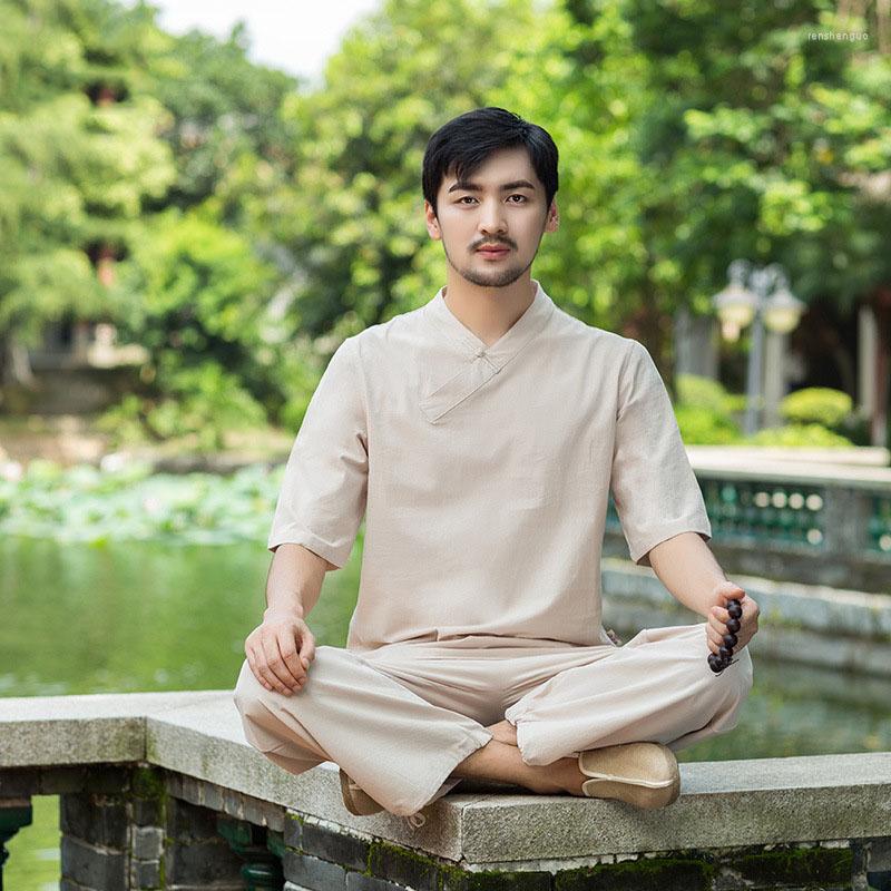 

Ethnic Clothing Uniforme Wushu Clothes Chinese Traditional Man Kungfu Uniforms Male Short Sleeve Taichi Pullover
