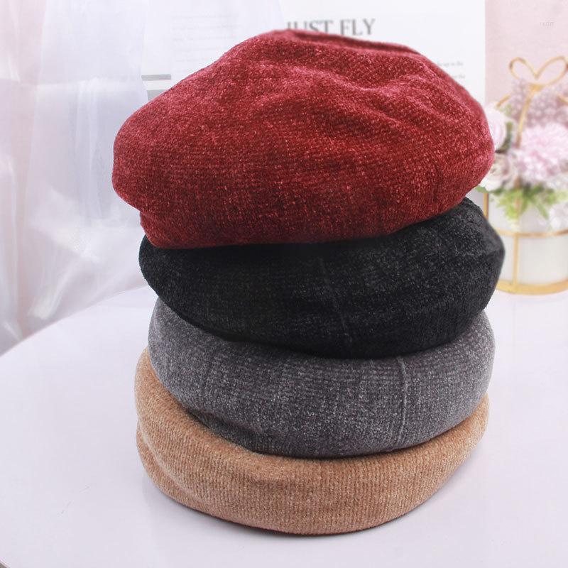 

Berets Women's Plain Classic Chenille Casual Knitted Breathable Beret Thin Acrylic For Women Ladies Warm Hat, Grey