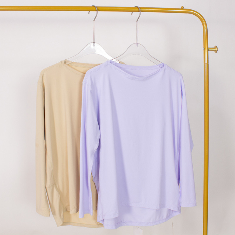 LL Women's Yoga Long Sleeve Shirt Blouse Solid Color Back to Action Loose Workout Fitness Round Neck Jogging Sportswear Breathable