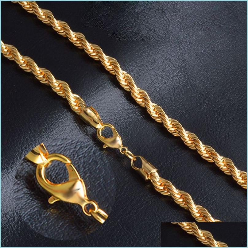 

Chains 18K Real Gold Plated Stainless Steel Rope Chain Necklace For Men Women Gift Fashion Jewelry Accessories Drop Delivery 2022 Ne Dhlzc