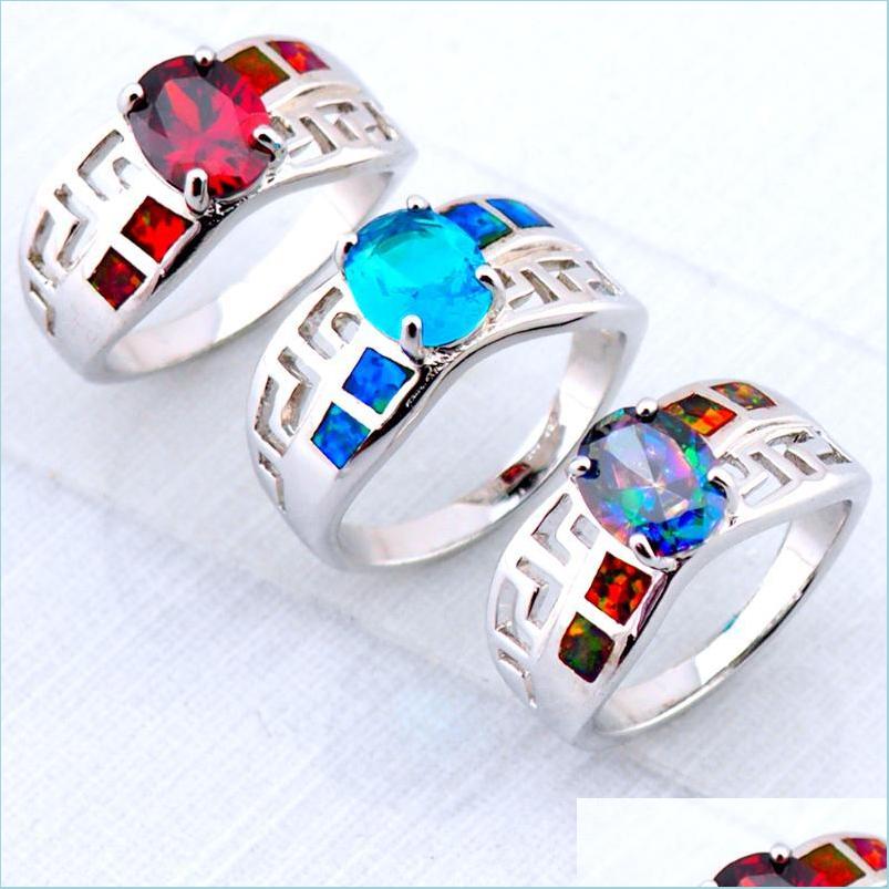

Cluster Rings Cluster Rings Fashion Jewelry Bohemia Women Birthday Party Gift Sier Fire Opal Size Us /6/7/8/9/10 Or016 Drop Delivery Dhz2M