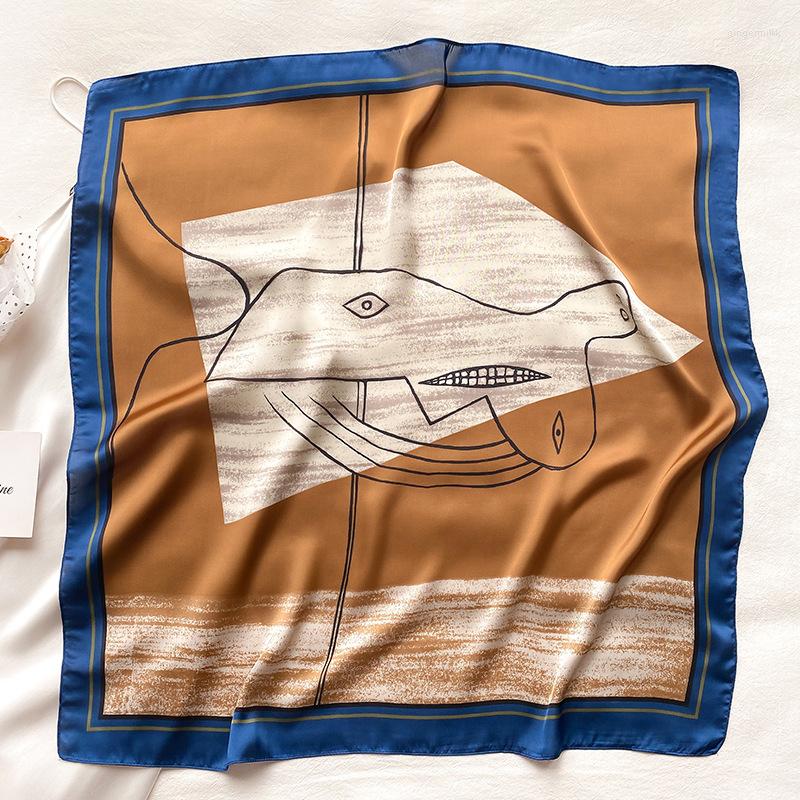 

Scarves KOI LEAPING Small Square Scarf Female Graffiti Printed Multifunctional Summer Sunscreen Shawl Girlfriend Gift