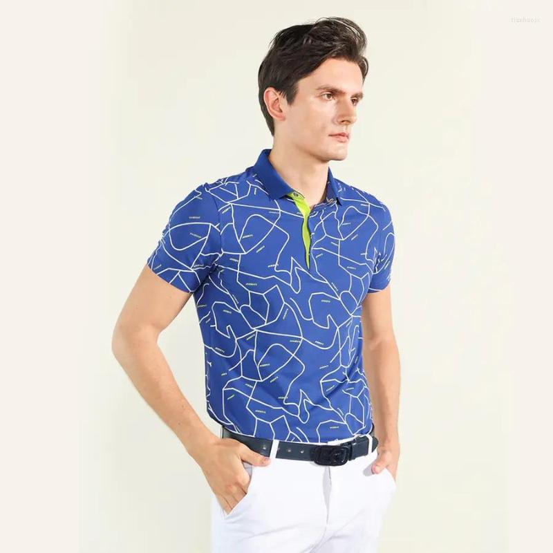 

Racing Jackets EAGEGOF High Quality Mens Golf Shirts Quqick Dry Anti-sweat Sportswear Male Non Iron Social Business Short Sleeve Tshirt, Yellow