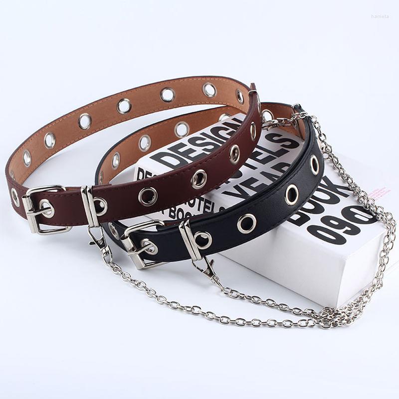 

Belts Men's And Women's Punk Jeans Fashion Pendant Decorative Cornhole Belt, Black