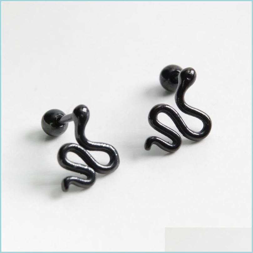 

Stud Stud Black Snake Earrings For Women Stainless Steel Animal Men Punk Jewelry Emo Hiphop Drop Delivery 2022 Dh8Hg