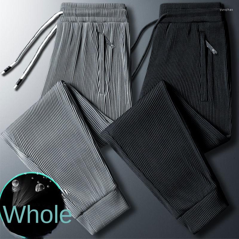 

Men's Pants Mens Summer Ultra-thin Ice Silk Men's Loose Casual Fat Sports Streetwear Long Elastic, K49ice silk dark gre