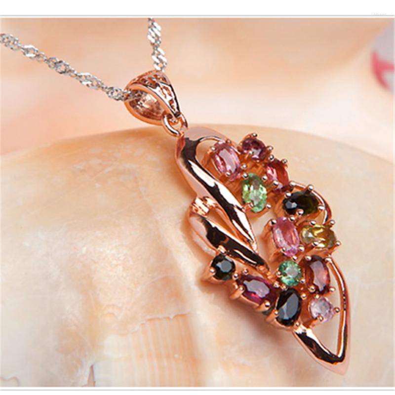 

Pendant Necklaces Fashion Jewelry For Women Necklace Butterfly Mix Color Genuine Tourmaline Crystal 23 4mm