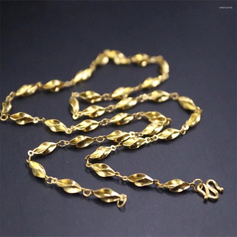 

Chains Pure 999 24K Yellow Gold Chain Women Carambole Link Necklace 17inch L 6-6.2g