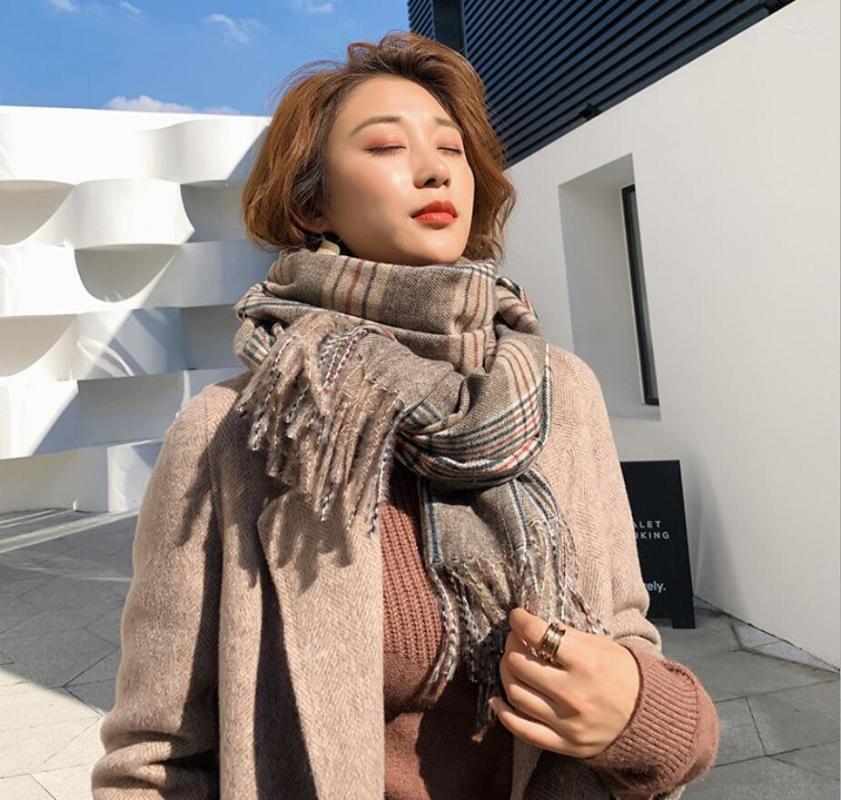 

Scarves Houndstooth Winter Scarf Weave Women Cashmere Warm Pashmina Foulard Jacquard Female Thick Soft Bufanda Shawl Wraps