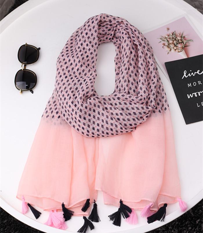 

Scarves 2022 Fashion Geometry Print Tassel Shawls Long Women Soft Polka Wrap Scarf Hijab