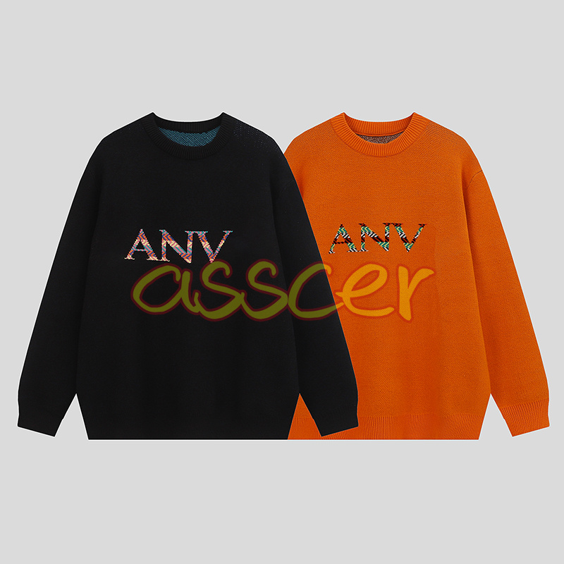 

High Fashion Mens Sweater Designer Personality Letter Print SweaterUnisex Round Neck Knit JumperSize S-XL, Black