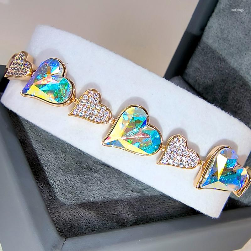 

Charm Bracelets 11.11 Women Bracelet 2022 Made With Austrian Crystal Luxurious Heart Designer Bangle Girls Wrist Accessories Bijoux