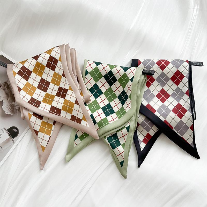 

Scarves &Dolphin Women Crumpled Wide Scarf Checkerboard Printed French Romance Chiffon Silky Headbands Bandana Hair Ribbon Bag Tie