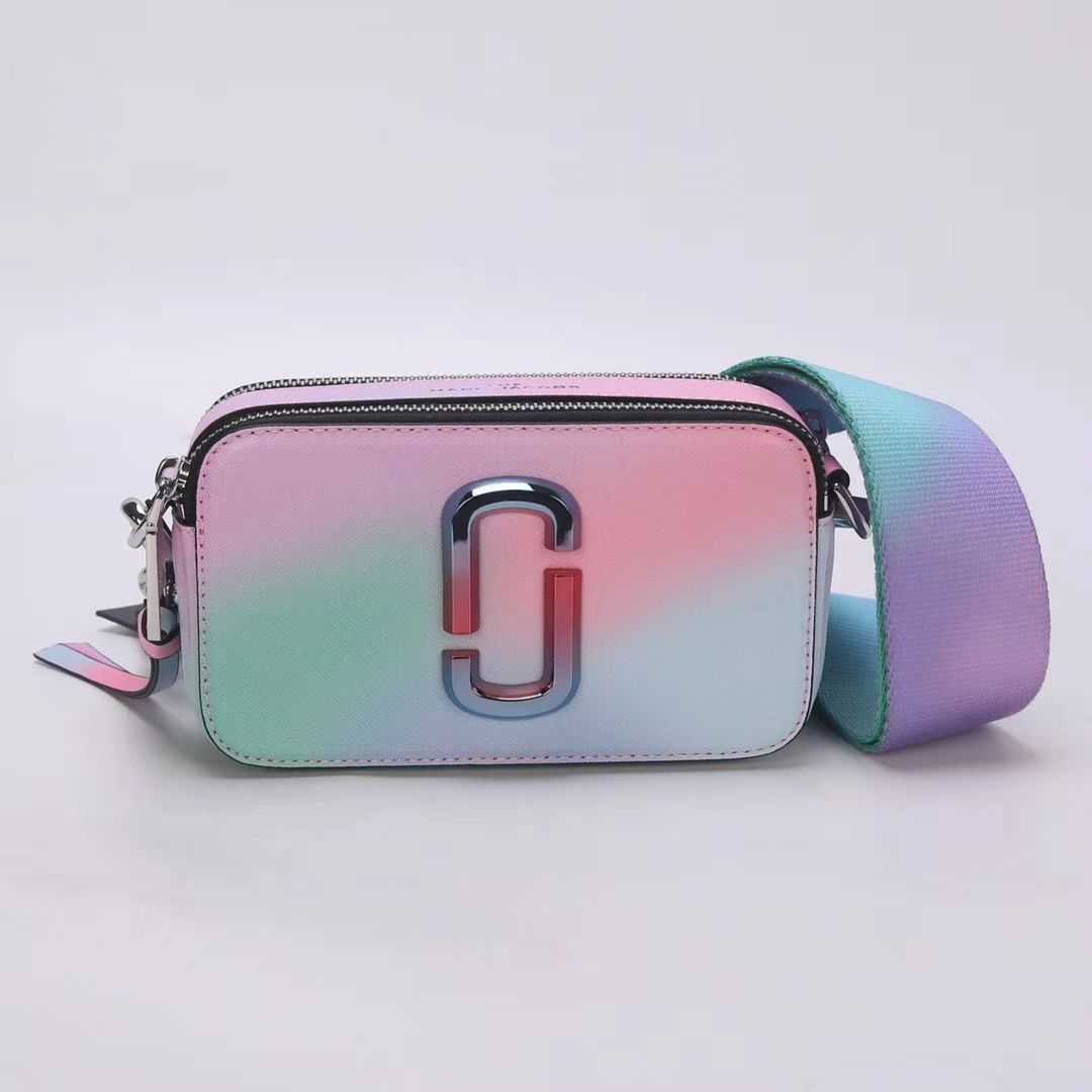 

Luxury Fashion Designer Marc's Jacob Bags Leather Handbag New Camera Bag Mj Double Zipper Graffiti Color Star Shoulder Messenger 80di, Sky blue