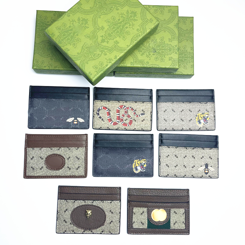 

Marmont Card Holder Luxurys Coin Purses with box graffiti Women's mens Designers wallet little bee Wallets Holders purse key pouch Pocket CardHolder Genuine Leather, Grey bee
