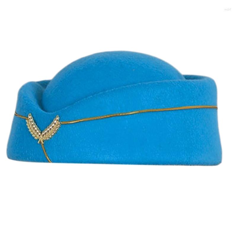 

Berets Women Stewardess Hat Air Hostesses Beret Formal Uniform Cosplay Y1QD, Blue
