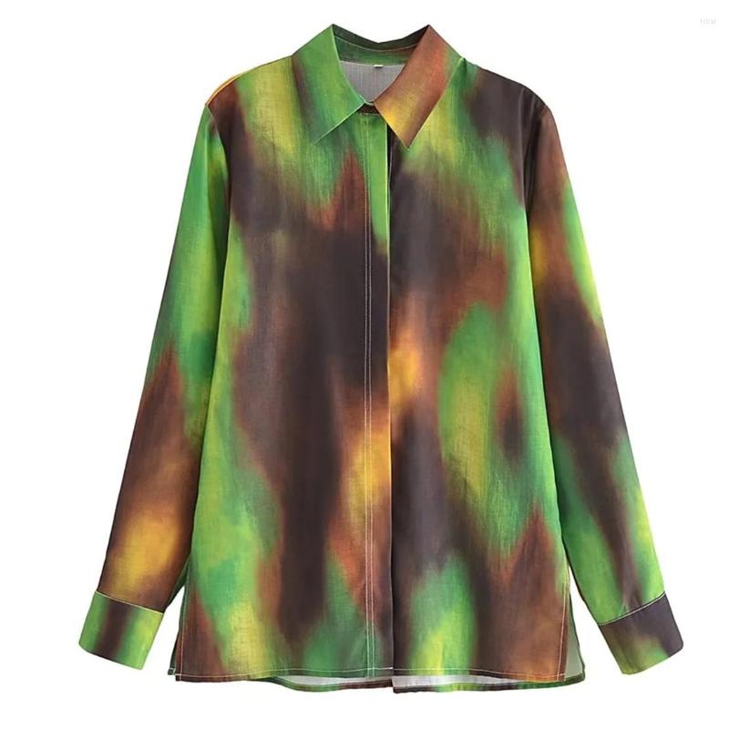 

Women's Blouses Jenny&Dave 2022 England Style Tie-Dyed Gradient Print Fashion Blouse Shirt Long Sleeve High Street Women Tops
