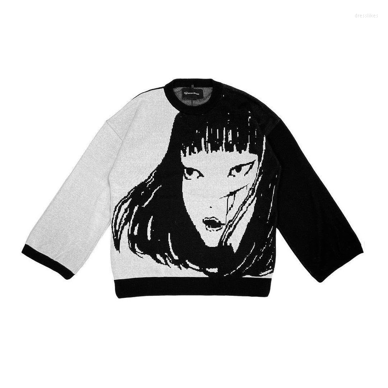 

Women's Knits Cartoon Pattern Printed Sweater Women Ins Fashion High Street Trend Loose Pullover Harajuku Casual All-match, Black