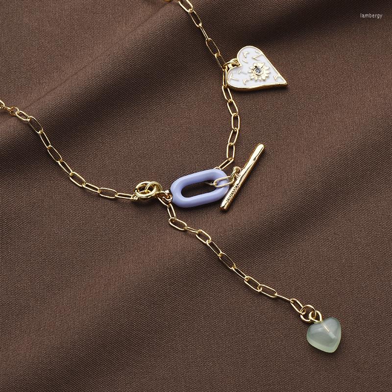 

Choker 2022 Minority Design Cold Splicing Titanium Steel Necklace Fashion Clavicle Chain Charms Heart Necklaces Wholesale