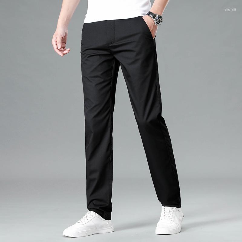 

Men's Pants Spring/Summer Men's Thin Straight Casual Classic Style Business Fashion Stretch Cotton Trousers Male Brand Clothes, Black