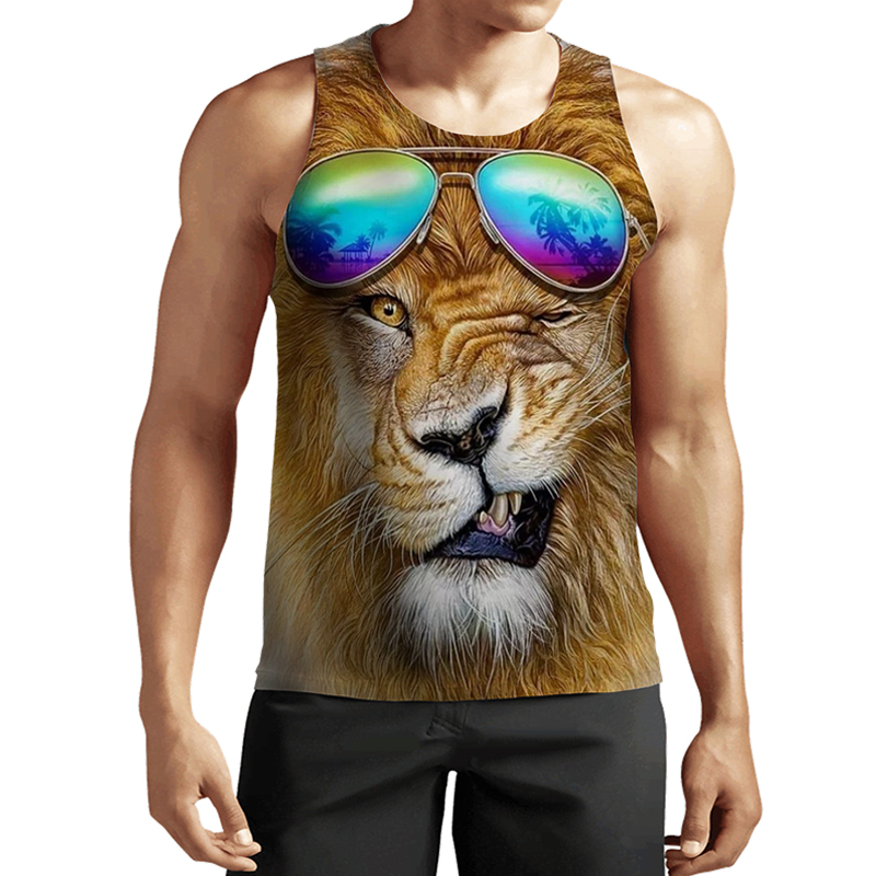 

Plus-size -6XLSummer Men' Lion Tank Tops Animal 3D Printed Sleeveless Cool Vest Women Fashion Casual Harajuku Streetwear Clothing, The color of the picture