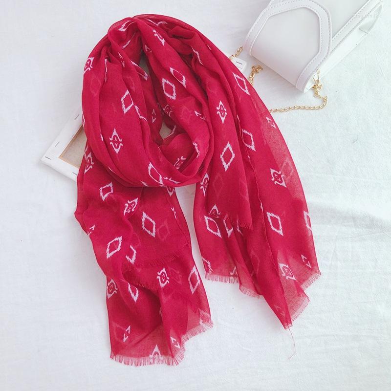 

Scarves 2022 Geometry Print Fringe Shawls Wrap Women Long Beach Scarf Hijab
