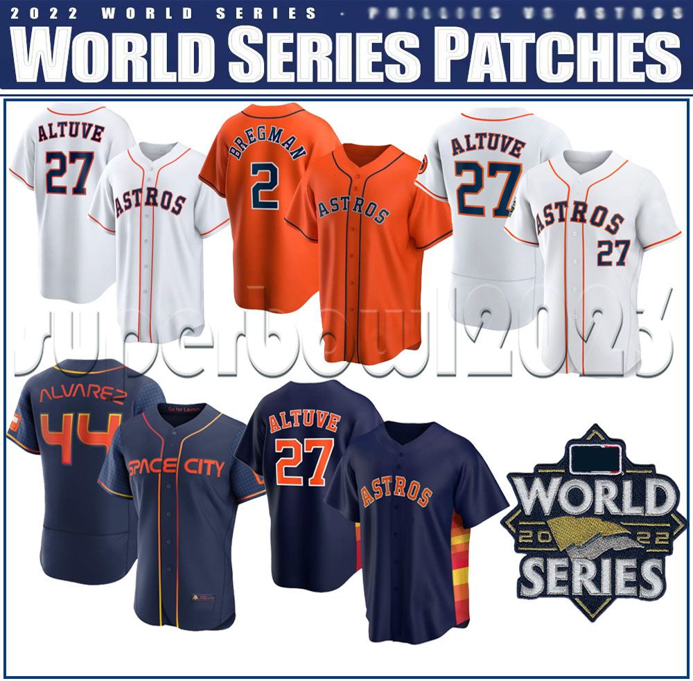 

2022 World Series Astros 27 Jose Altuve Baseball Jerseys City Connect Houston 2 Alex Bregman 44 Yordan Alvarez 3 Jeremy Pena Craig Biggio Ky, White coolbase