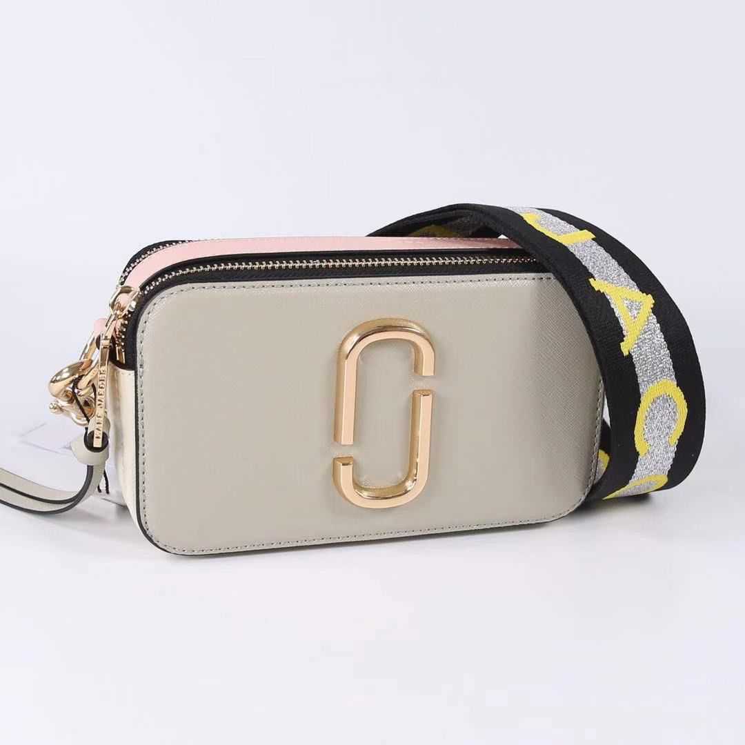 

Luxury Fashion Designer Marc's Jacob Bags Leather Handbag Camera Bag Color Contrast Mj Small Square Wide Shoulder Strap One Multicolor Women's, Gray