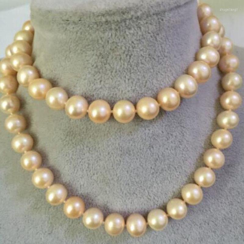 

Chains ELEGANT 9-10mm South Sea Round Gold Pink Pearl Necklace 24"925 Silver