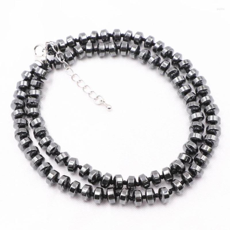 

Choker Elegant Black Natural Stone Hematite Beads Necklace Wheel Necklaces Collars Decoration Chain Wholesale Jewelry 18" A834