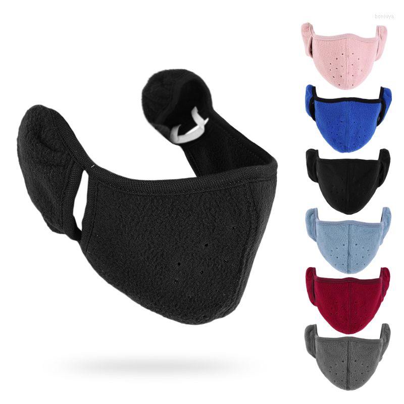 

Motorcycle Helmets Warm Plush Masks With Earmuffs Reusable Washable Breathable Half Mask Autumn Winter Unisex Men Women Warmth Dustproof, Red
