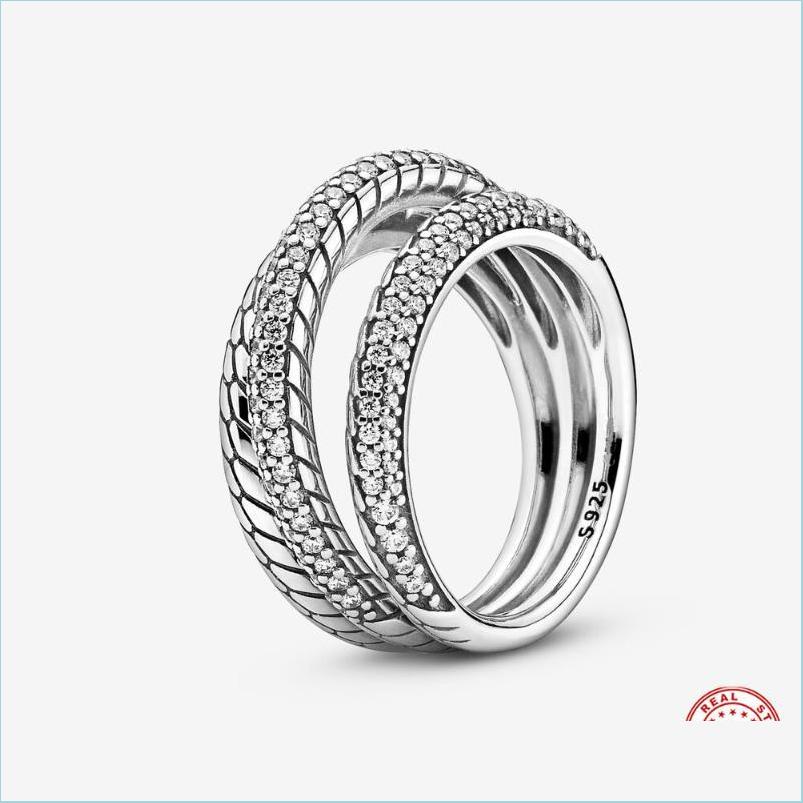 

Cluster Rings Cluster Rings S925 Sier Color Three Pave Snake Bone Chain Ring Collocation Charm Bracelet For Women Jewelry Drop Delive Dhgks