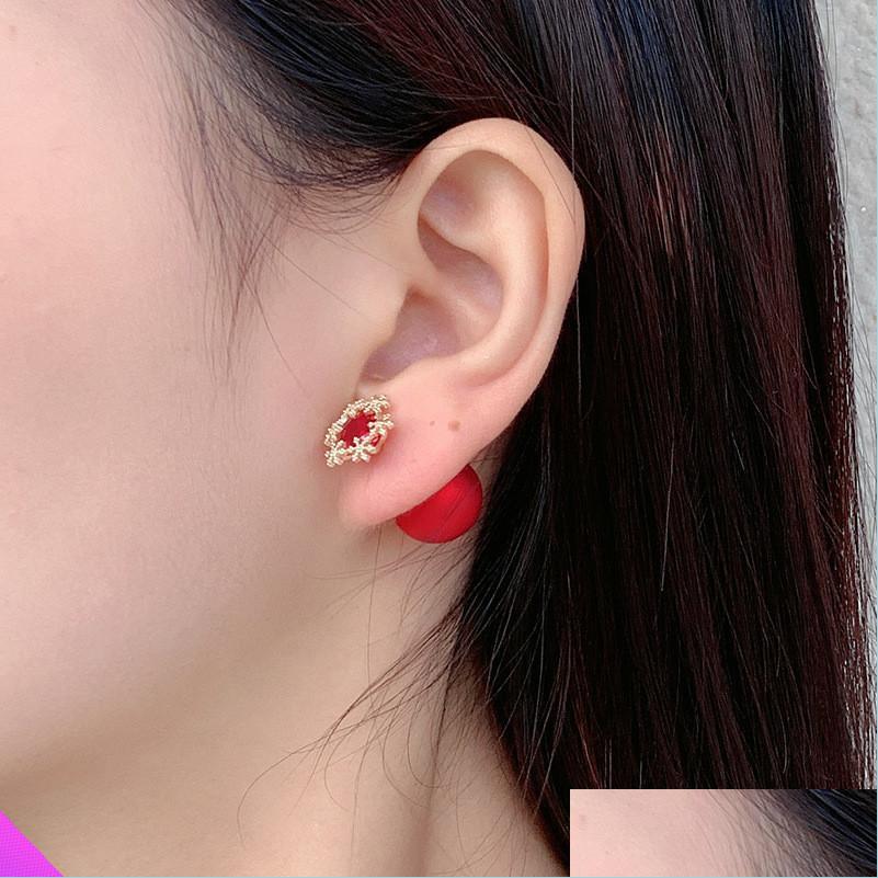 

Stud Stud Beautif Red Ball Rhinestone Combination Earrings Girl Ladies Fashion Jewelry Gift 2021 Drop Delivery 2022 Dhnus