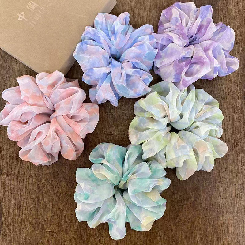 

Floral Soft Hair Scrunchies Warm Elastic Hairband Women Girls Ponytail Holder Rubber Band Hair Accessories