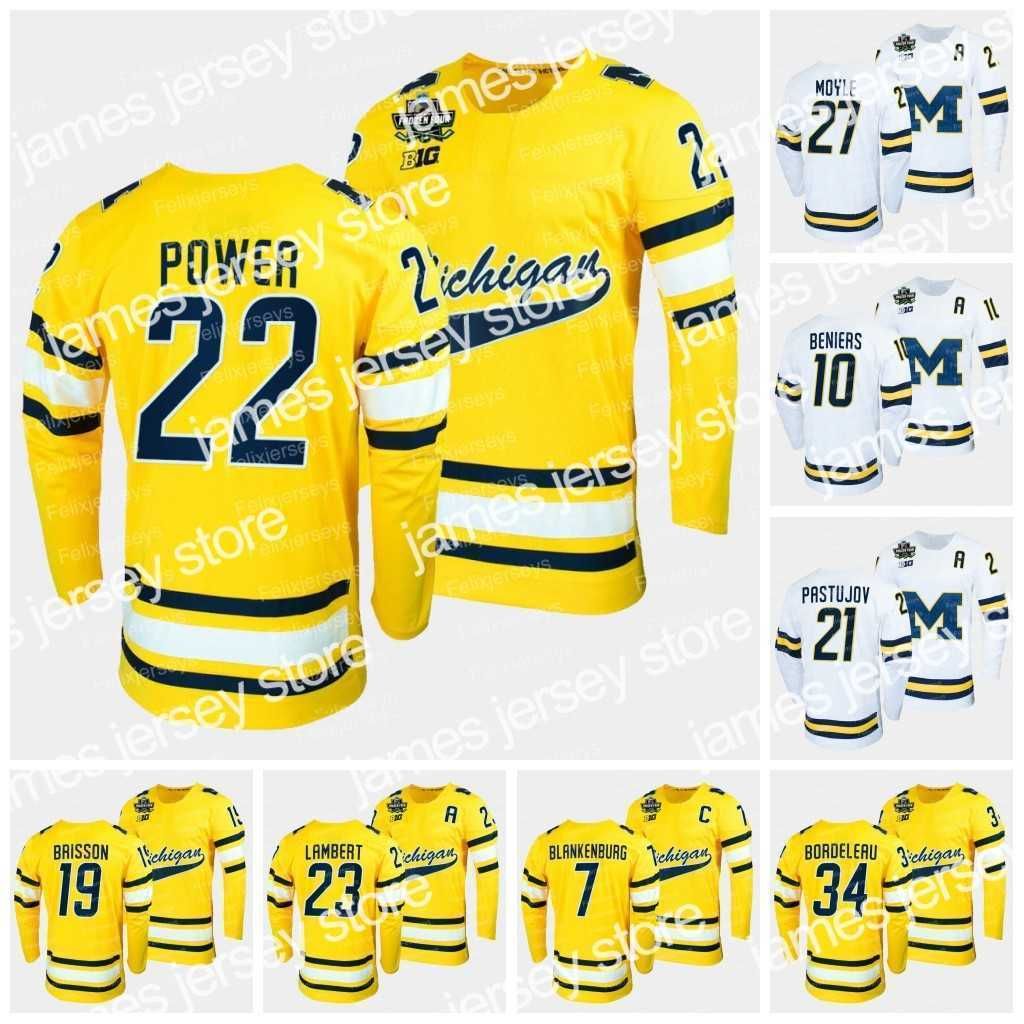 

CUSTOM CUSTOM Hockey Jerseys Michigan Wolverines 2022 Frozen Four Maize NCAA Hockey Jersey 7 Nick Blankenburg 22 Owen Power 10 Matty Beniers, Womens s-xxl