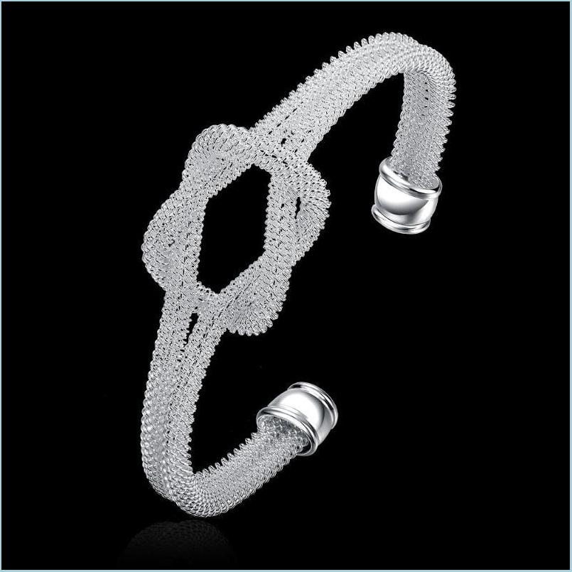 

Bangle Bangle Sier Bracelets For Women Elegant Knotted Net Adjustable Jewelry Fashion Party Christmas Gifts Girl Studentbangle Drop Dh5Qu