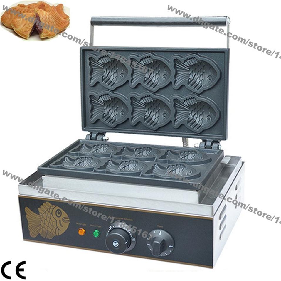 

Commercial Use Non-stick 110v 220v Electric 6pcs Japanese Taiyaki Fish Waffle Maker Iron Baker Machine Mold Plate272d