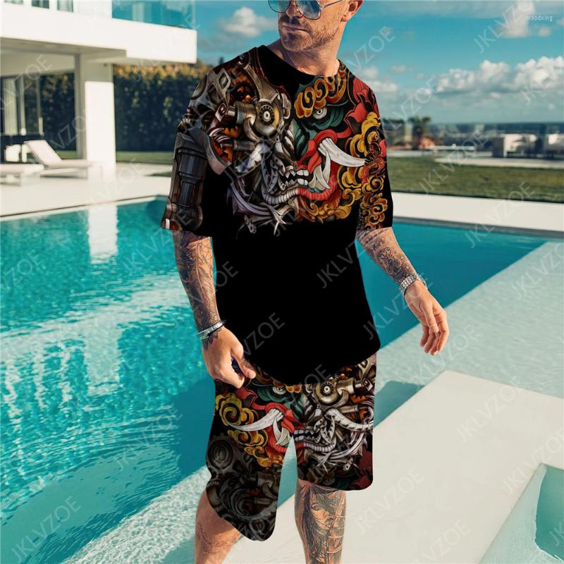 

Men's Tracksuits Japanese Traditional Style Fashion Trend Casual 3D Printed Men's Two-Piece Summer O Collar T-shirt Shorts Clothing, Ts5598