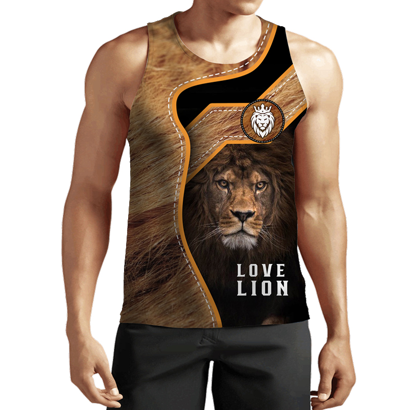 

Plus-size -6XLSummer Men' Lion Tank Tops Animal 3D Printed Sleeveless Cool Vest Women Fashion Casual Harajuku Streetwear Clothing 005, The color of the picture