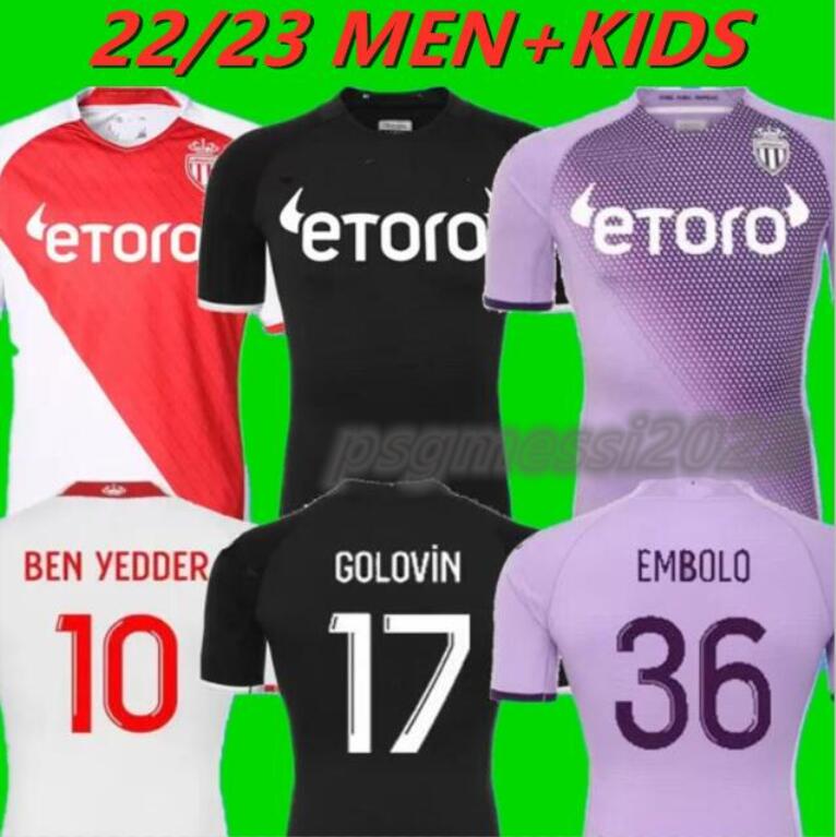 

22/23 Monaco AGUILAR VOLLAND Soccer Jerseys 2022 Home BEN YEDDER TCHOUAMENI BOADU GOLOVIN Shirt JEAN LUCAS GELSON .M Kids kit Football uniforms 666