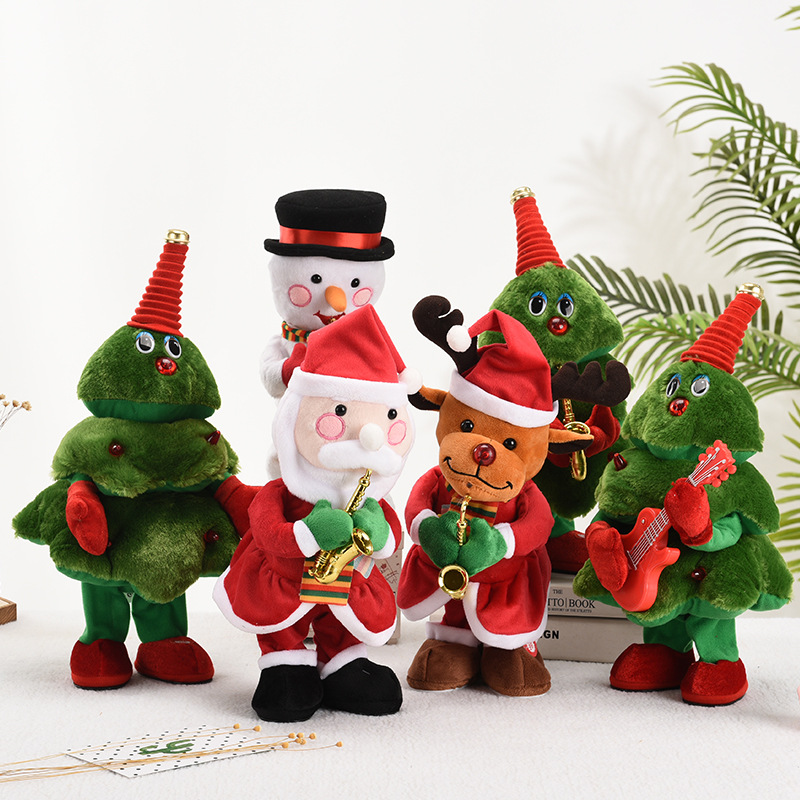 

Dancing Christmas Tree Repeat Talking Toy Electronic Plush Toys Can Sing Record Lighten Early Education Funny Gift Christmas