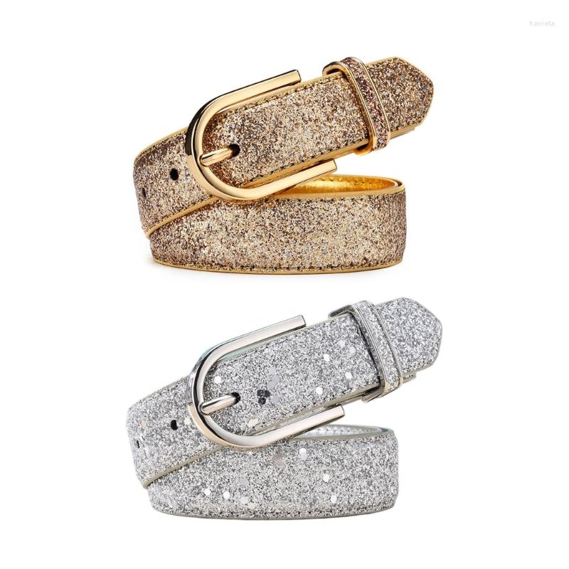 

Belts Vintage Sequins Waist For Women Wide Buckle Belt Jeans Waistband, Silver